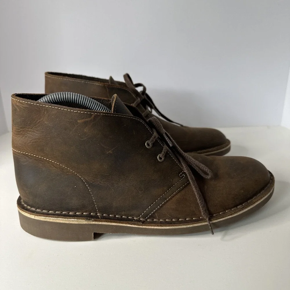 Clarks Men's Bushacre 2 Real Leather Chukka Boots Shoes Size 9 US VERY NICE